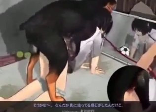 Visual novel-inspired zoophilic action with a dog