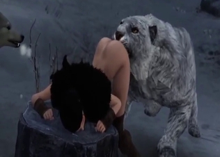 Saber-toothed cat fucking a tight animated bitch