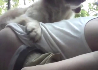 Phat ass dude bottoms for his slutty dog outside