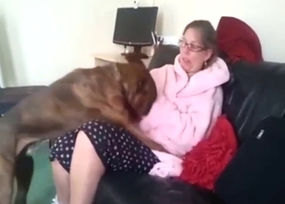 Dog is ready to hump that glasses-wearing MILF